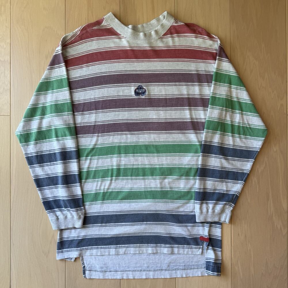 Vintage Gotcha Skateboards Shirt M Gray Stripe Multicolor 90s Skateboards - Picture 2 of 9